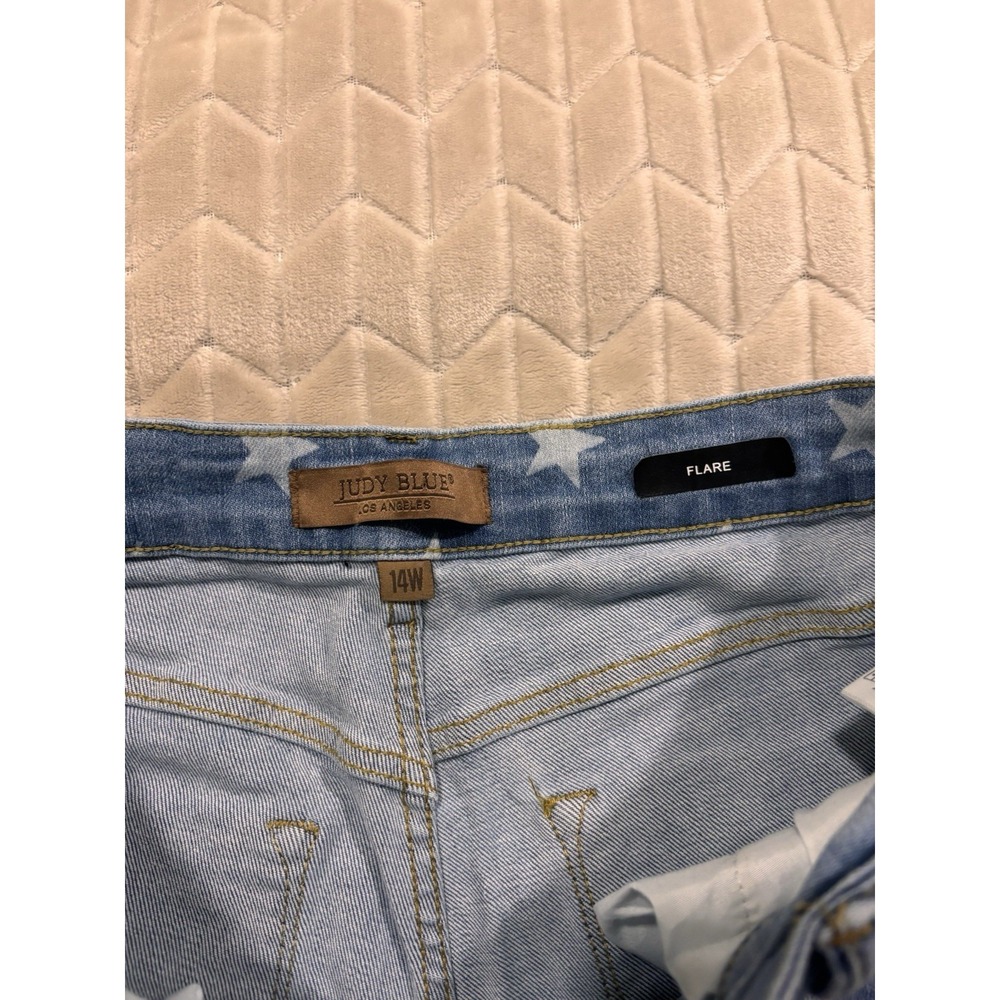 JUDY BLUE Stars & Stripes Flare Jeans 14W Americana Fourth of July Boho Retro - Picture 8 of 13
